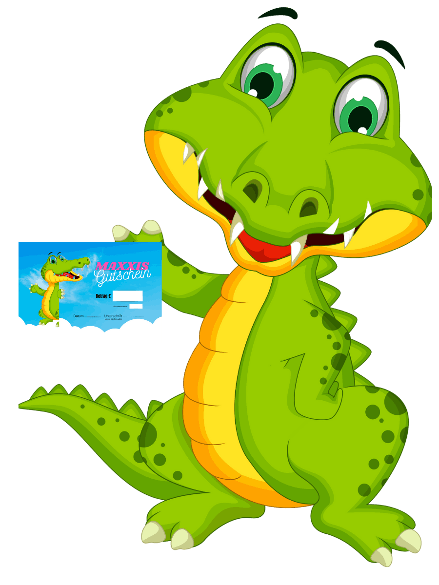 Krokodil zeigt einen Gutschein